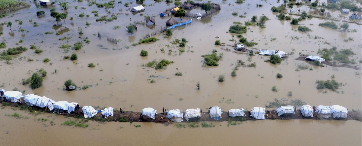 Un village inondé à Pibor au Soudan du Sud.