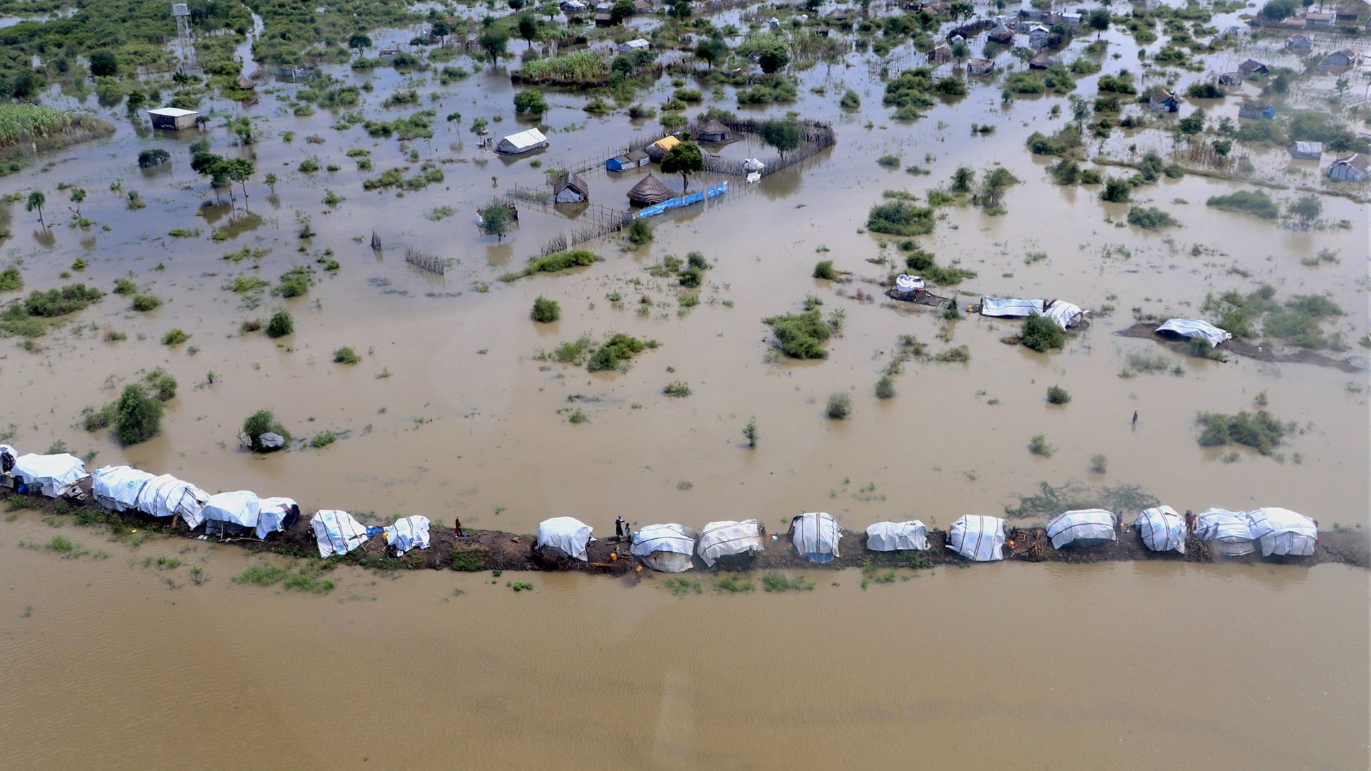 Un village inondé à Pibor au Soudan du Sud.