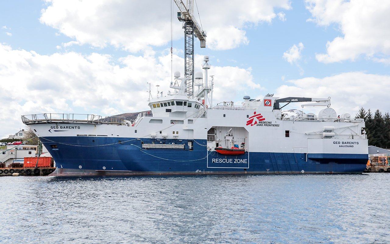 Le M/V Geo Barents, dans le chantier naval de Fiskarstrand en Norvège