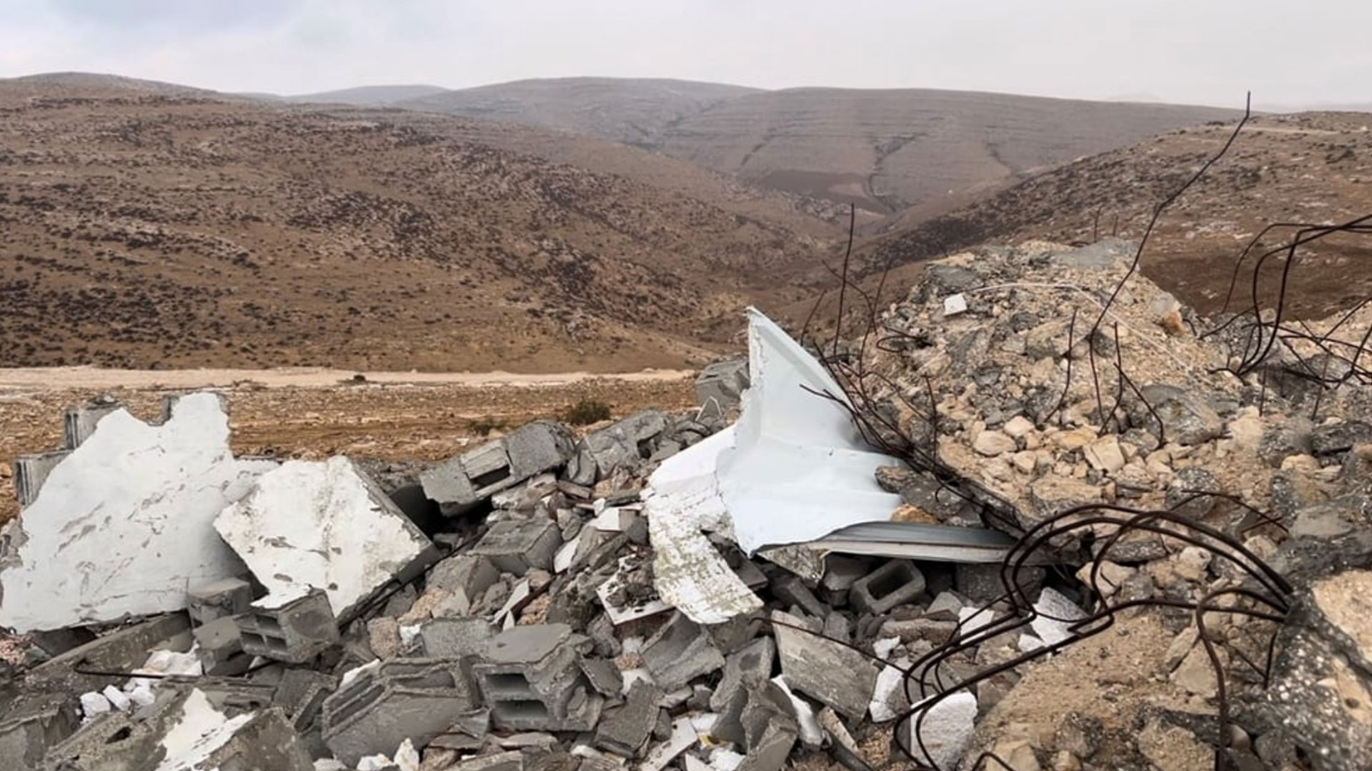 Maisons démollis  région Masafer Yatta, en Cisjordanie. Janvier 2023. 