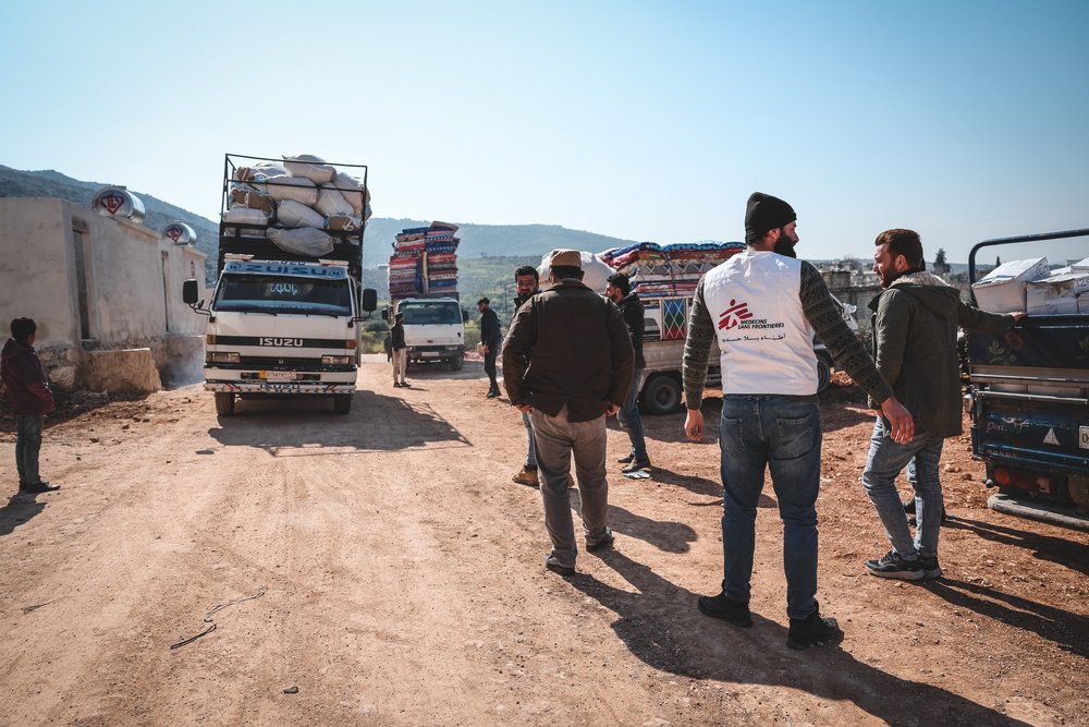 Hilfsgüterverteilung in Salqin. Idlib, Nordsyrien, 18. Februar 2023.