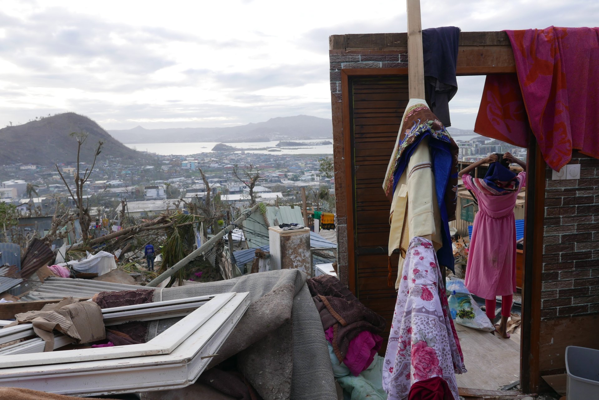 Le passage du cyclone Chido sur Mayotte a causé des dommages colossaux, comme dans le bidonville de La Vigie. 18 décembre 2024. 