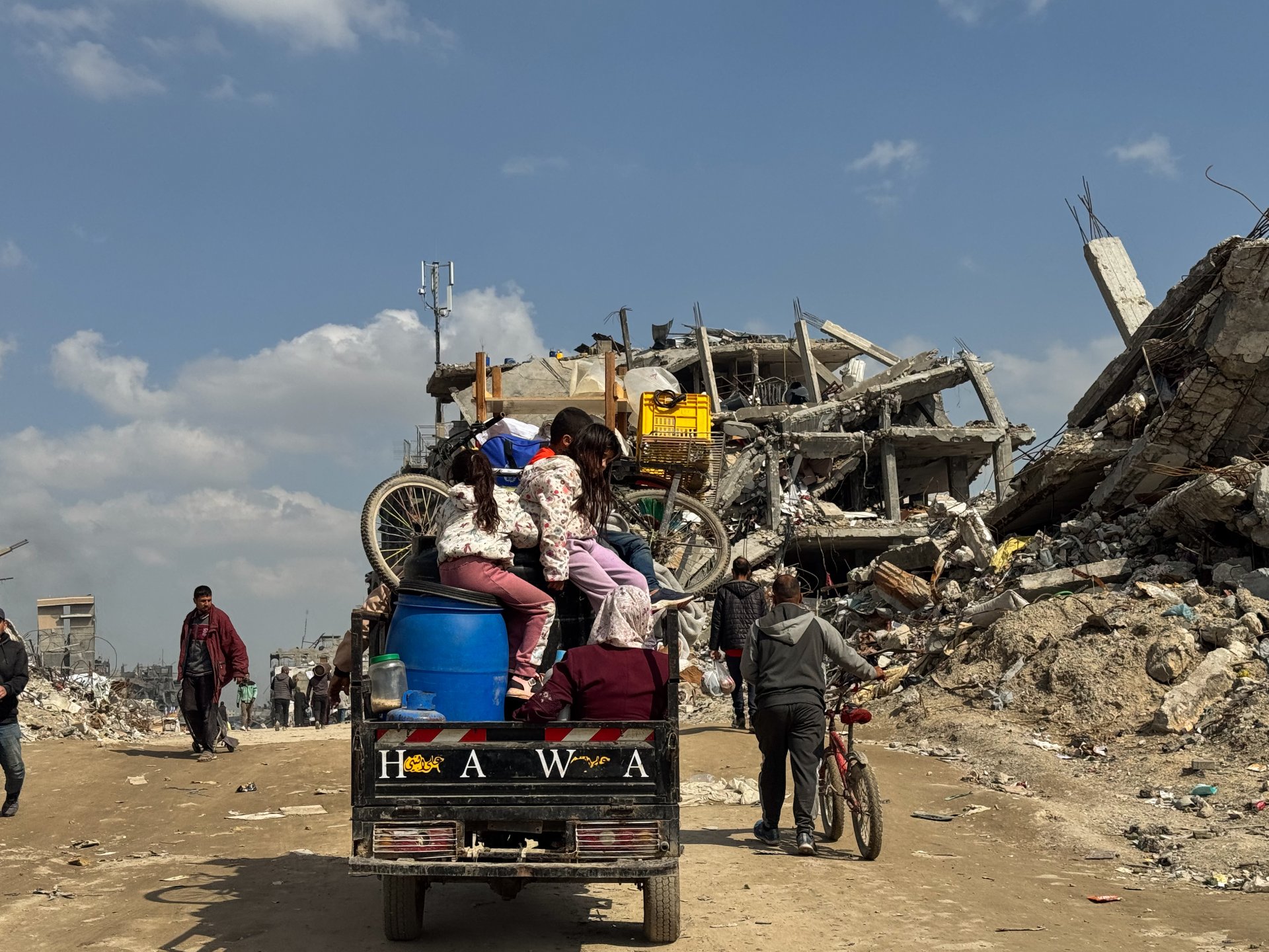 Vertriebene Familie in Gaza. Februar 2025.