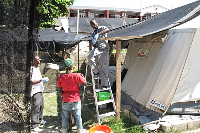 Tabarre, centre de traitement du choléra, Port au Prince, Haïti, 24.10.2010