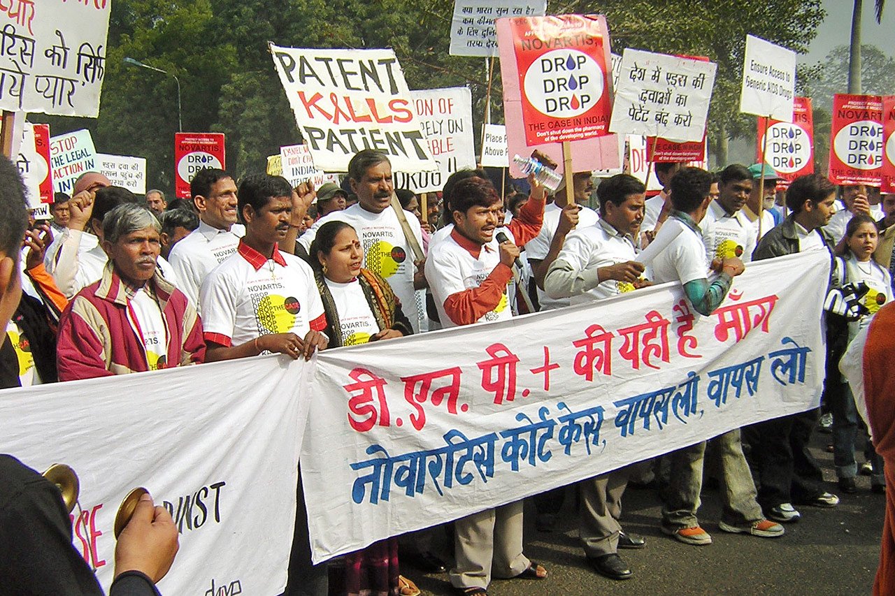 Une manifestation contre Novartis à New Dehli, en Inde, en 2007.