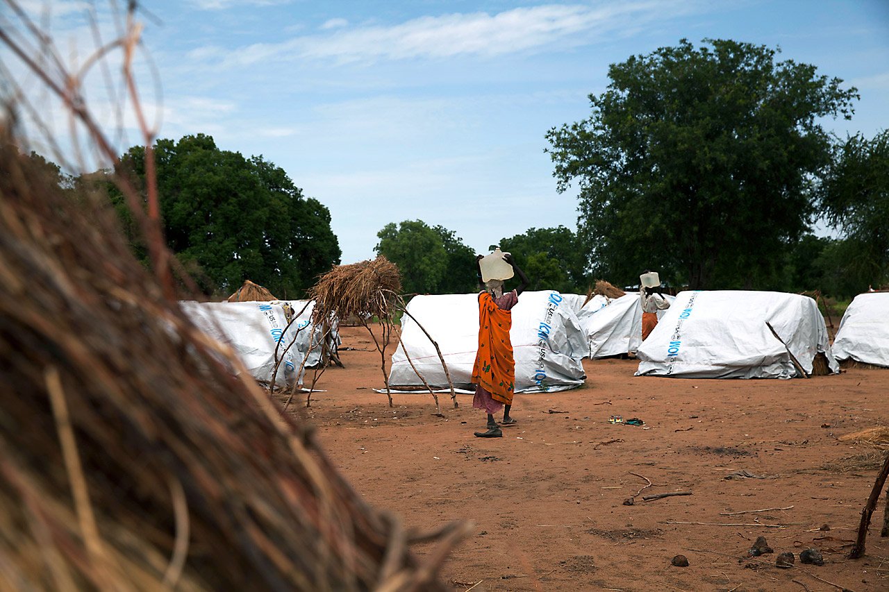 Camp de réfugiés dans l'État du Bahr el-Ghazal du Nord, Soudan du Sud.