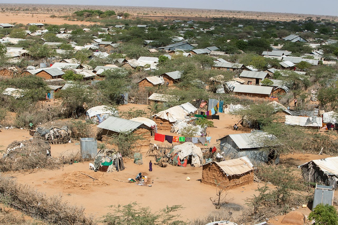 Vue aérienne du camp de Dagahaley, Dadaab, Kenya