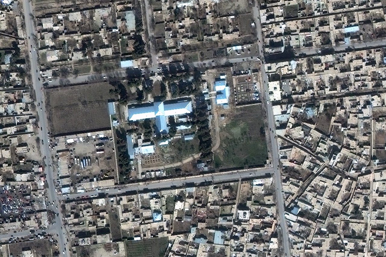 Vue aérienne de l’hôpital MSF de Kunduz en 2014