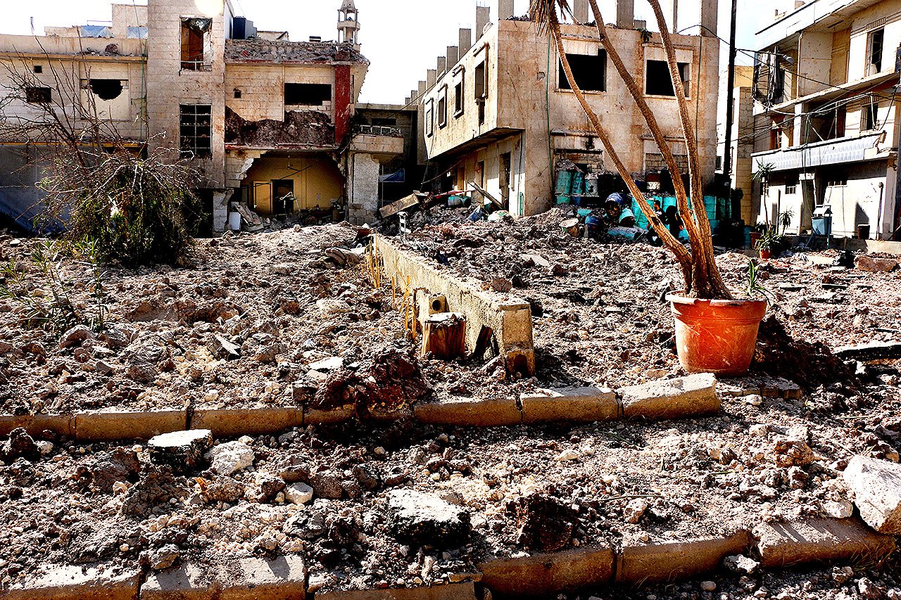 Le Centre de Trauma M10 soutenu par MSF, gravement endommagé lors de bombardements le 28 septembre à Alep.