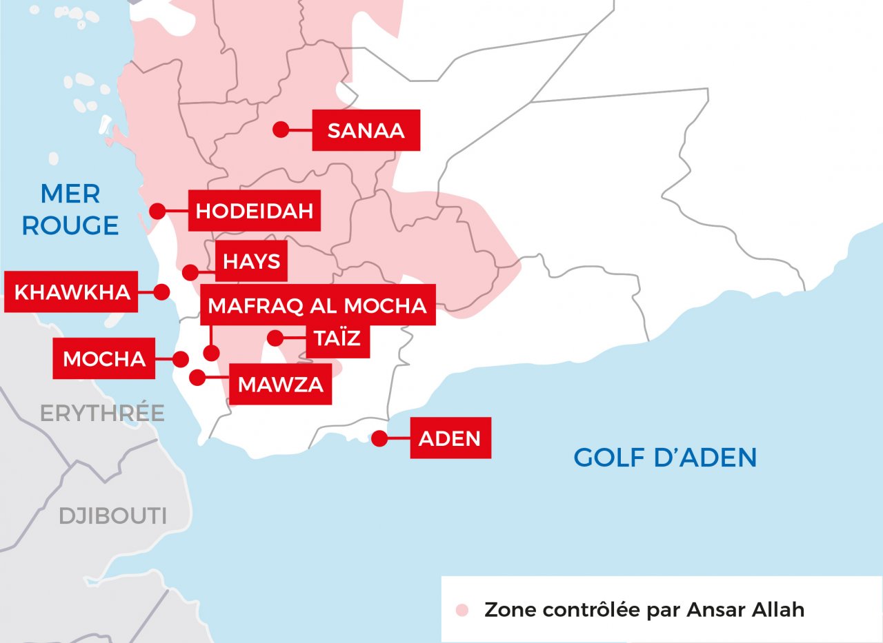 Yémen, zones contrôlées par Ansar Allah, décembre 2018