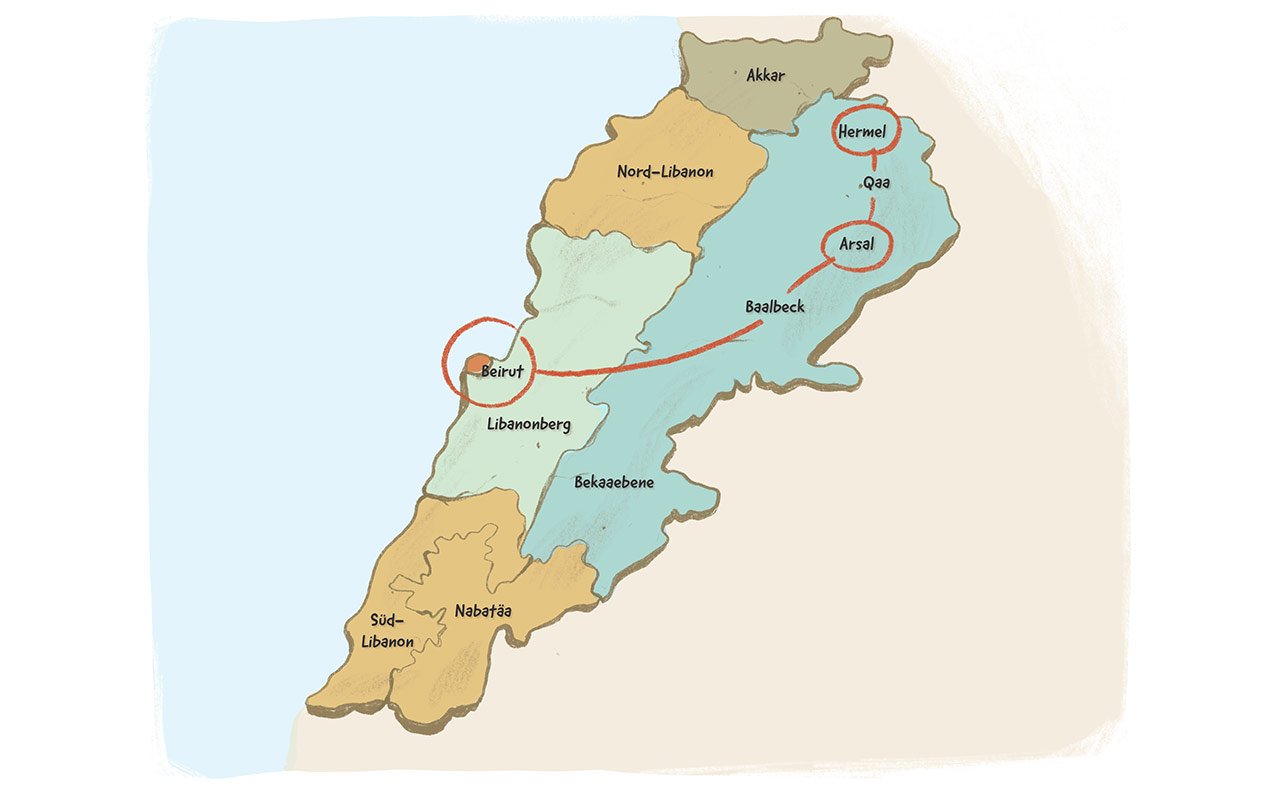 Von der Hauptstadt Beirut aus reiste Samira ins Bekaa-Tal im Osten des Landes