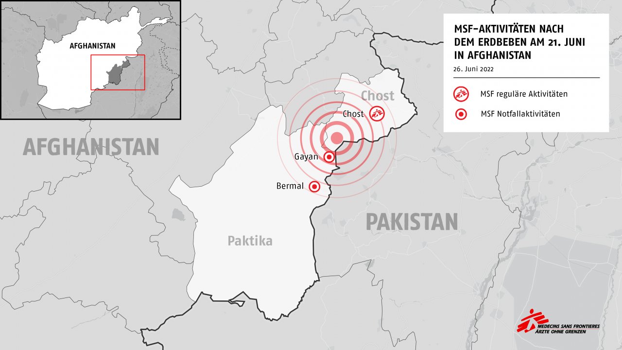 MSF-Aktivitäten nach dem erdbeden am 21. Juni in Afghanistan