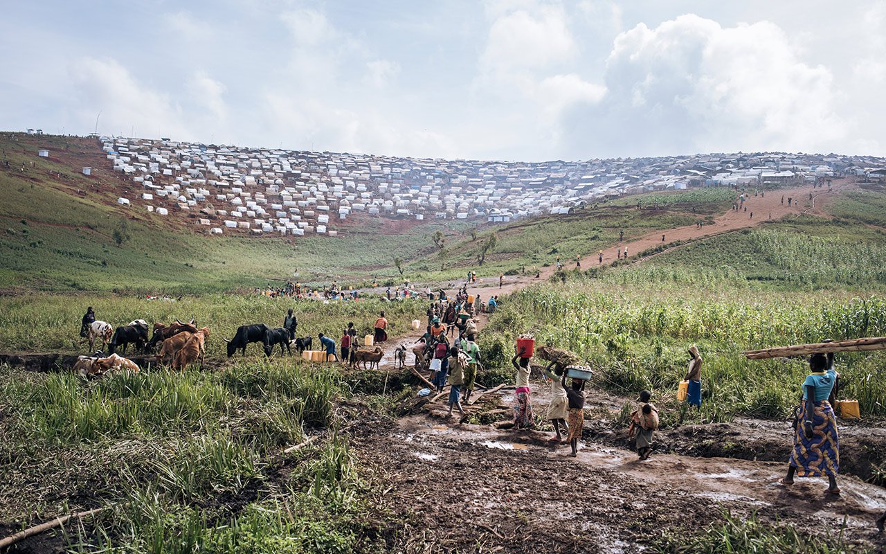 Vue du camp de déplacés de Rhoe, dans la région de l’Iturie, en République démocarique du Congo. 