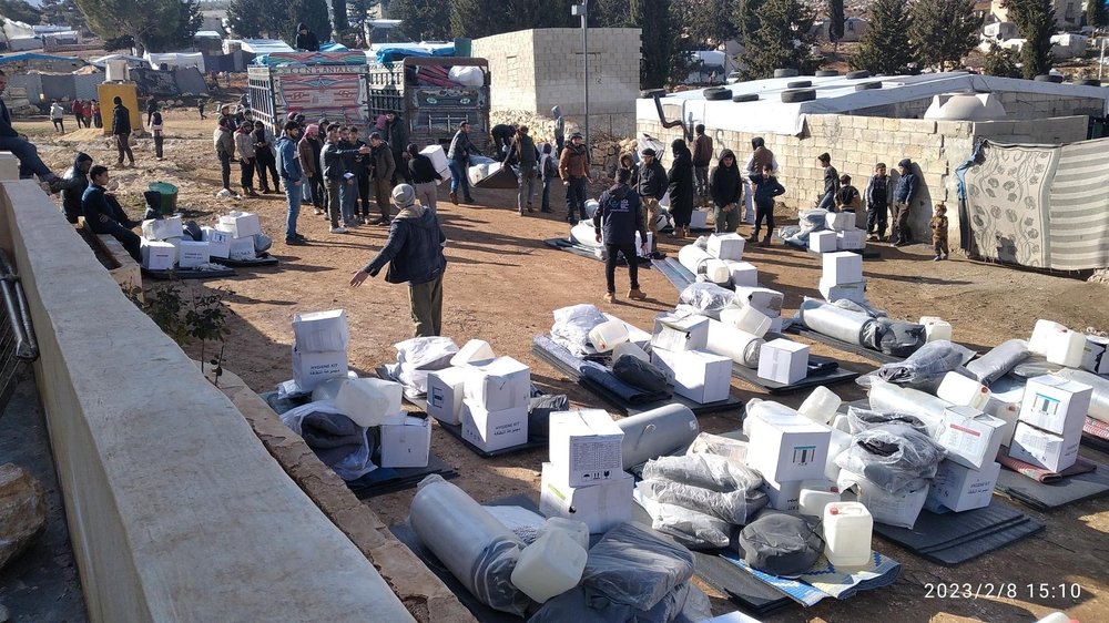 Verteilung von Hilfsgütern durch MSF-Teams im Bezirk Afrin. 8. Februar 2023, Syrien..