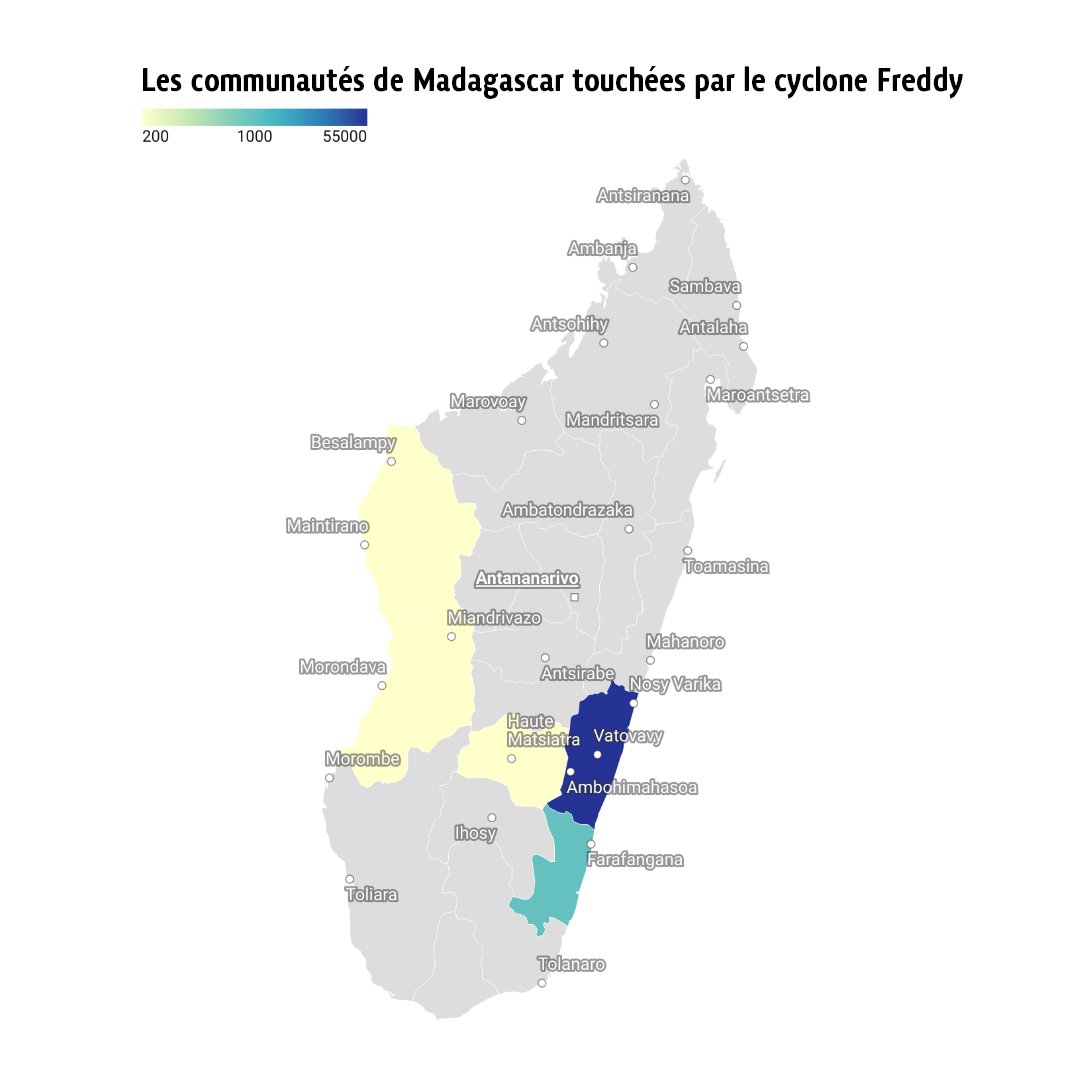 Carte des communautés affectées Madagascar
