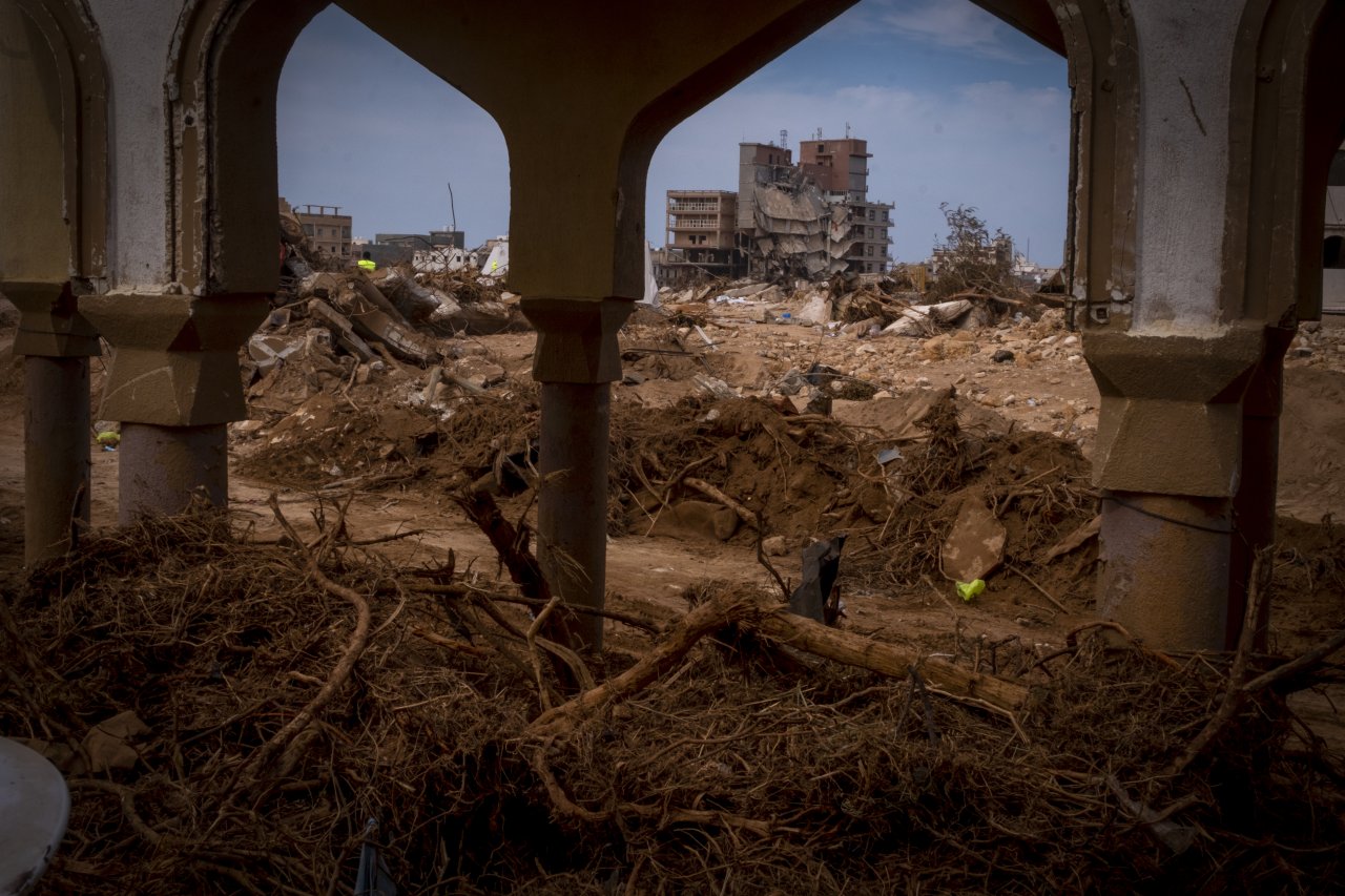 Massive Zerstörungen in der Stadt Derna. Libyen, 17. September 2023.
