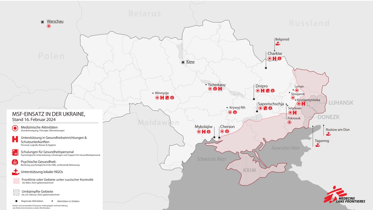 MSF-Einsatz in der Ukraine. Februar 2024.