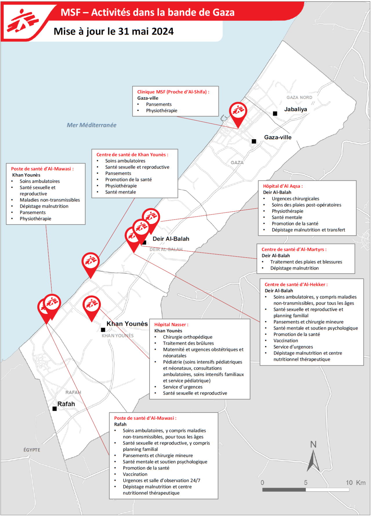 Activités de Médecins sans Frontières dans la bande de Gaza. 31 mai 2024.