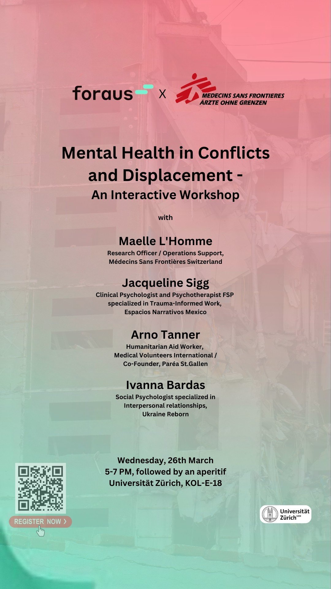 Mental Health in Conflicts and Displacement – An Interactive Workshop flyer