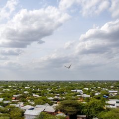 Luftaufnahme des Geflüchtetencamps Dagahaley. Dadaab, Kenia, 11. Juni 2021.