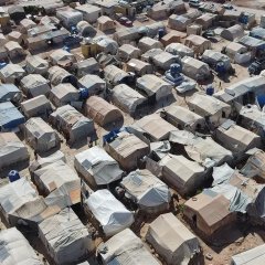Vue arienne d'un camp de déplacés au Nord Ouest de la Syrie.