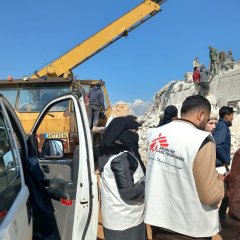 MSF team, a social worker and a logistician, visited the Atarib area, in Aleppo, one of the most affected areas, to conduct an initial assessment and identify critical needs after the earthquake. 