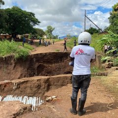 Route détruite cyclone Freddy à Phalombe. Malawi, Mars 2023.  