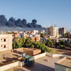 Vue aérienne des combats et de la violence qui ont éclaté à Khartoum, au Soudan. 04 mai 2023