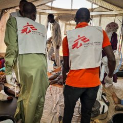 Clinique mobile à Adré, au Tchad, à la frontière avec le Soudan. Soudan/Tchad, 16 juin 2023.
