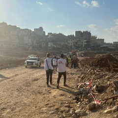 Des équipes MSF lors d'une évaluation à Derna, le 16 septembre 2023.