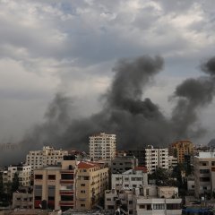 Vue des destructions à Gaza, provoquées par les bombardements israéliens. Octobre 2023.  