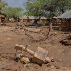 Un puit d'eau détruit par les inondations dans le comté de Garissa