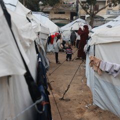 Camp für Binnenvertriebene in der Nähe des indonesischen Krankenhauses in Rafah. Gaza, Januar 2024.