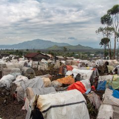 Vue d'un camp de déplacés dans le Nord-Kivu.
