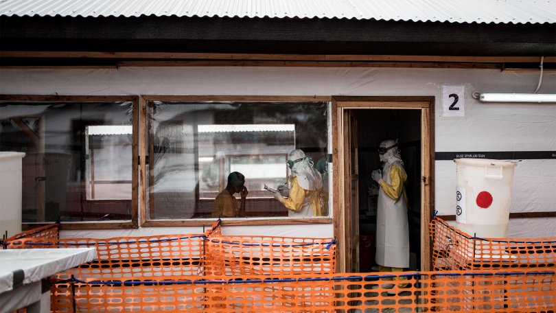 Novembre 2017 dans le centre de traitement Ebola de Bunia en République démocratique du Congo.
