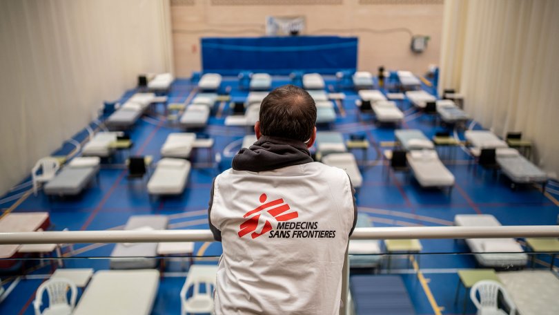 Hôpital de Leganes en Espagne, installé par MSF. 25 mars 2020.