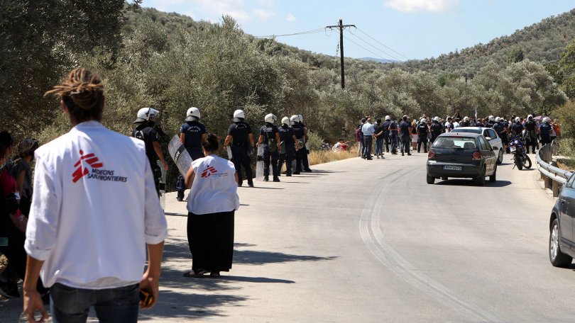 Important présence policière à Lesbos/Moria en Grèce