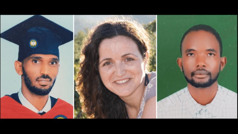 Yohannes Halefom Reda, María Hernández und Tedros Gebremariam. Die drei wurden am 24. Juni 2021 in der Region Tigray in Äthiopien brutal ermordet.