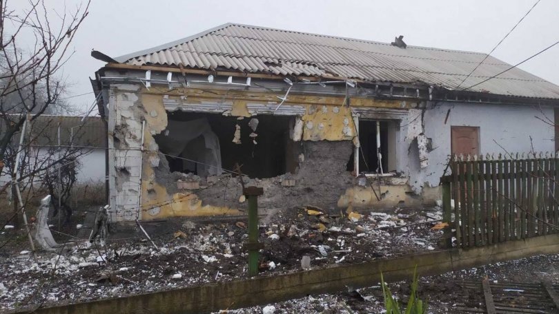 Zerstörtes Haus in Mariupol, 3. März 2022