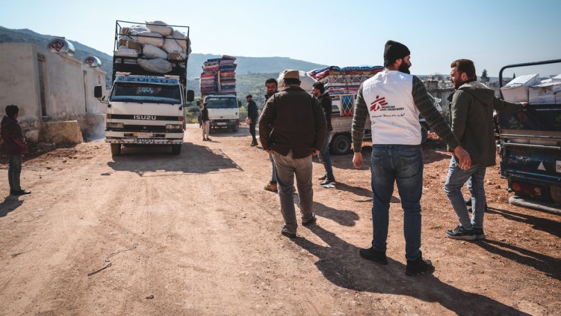 Hilfsgüterverteilung in Salqin. Idlib, Nordsyrien, 18. Februar 2023.