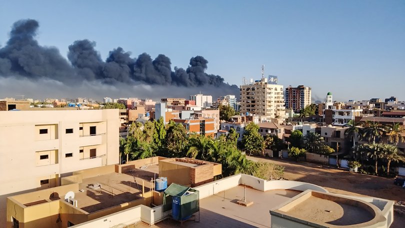 Luftaufnahme der Kämpfe und der Gewalt in Khartum. Sudan, 04. Mai 2023