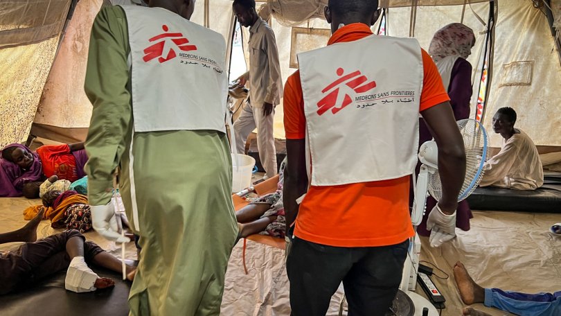 Clinique mobile à Adré, au Tchad, à la frontière avec le Soudan. Soudan/Tchad, 16 juin 2023.