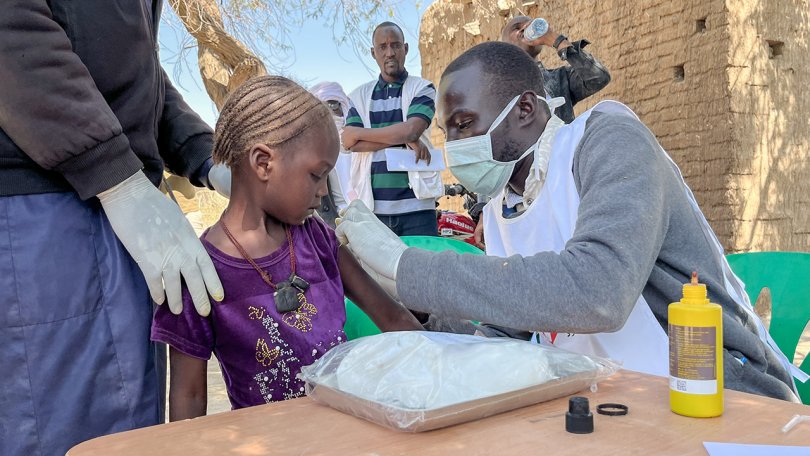 Site de vaccination mis en place par les équipes MSF dans le district de Yao, province de Batha, Tchad. 29 janvier 2024