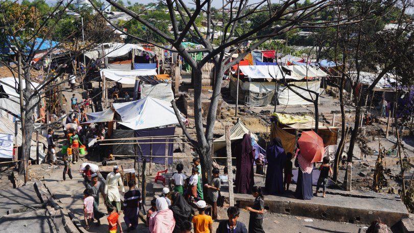 Das Camp Nummer 5, das Anfang Januar 2024 brannte. Camp 5 ist eines von 33 Camps im Cox's Bazar-Komplex in Bangladesch, dem mit über einer Million Menschen grössten Flüchtlingscamp der Welt.