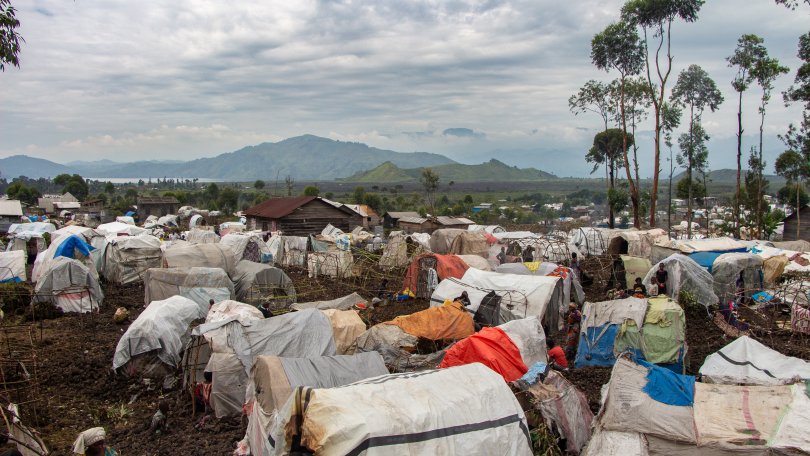 Blick auf ein Camp von Binnenvertriebenen in Nord-Kivu.