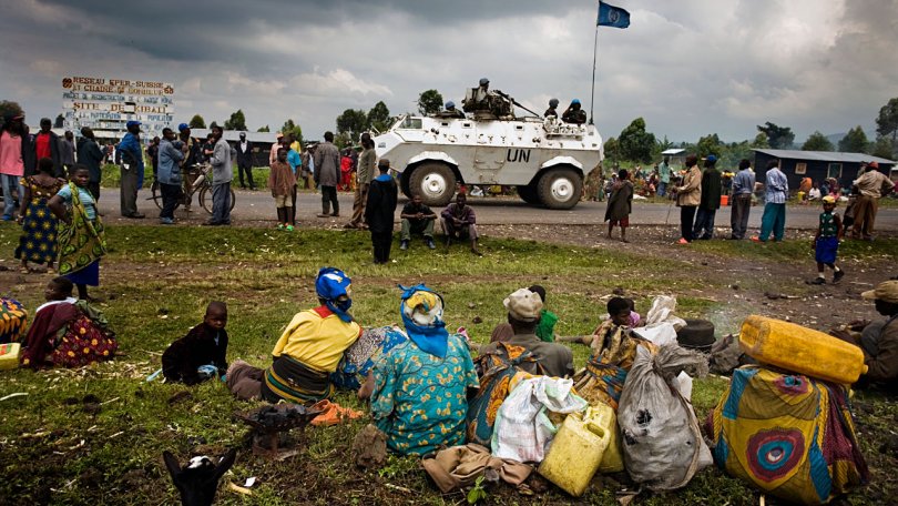 Camp de réfugiés de Kibati à 25 km au nord de Goma. République démocratique du Congo, 2008.