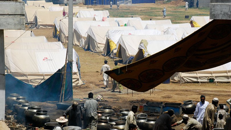 Camp de réfugiés à Mardan, en Nord-Ouest du Pakistan. Mai 2009.
