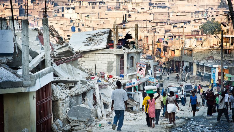 Le centre de Port-au-Prince en ruine après le séisme qui a frappé Haïti il y a une année, le 12.01.2010.