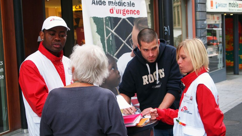 Collaborateurs de Face-to-Face pour la recherche de fonds de MSF Suisse