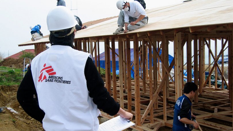 MSF a aussi supervisé la construction d'un abri temporaire à Baba-Nakayama, près de Minami-Sanriku, dans la préfecture de Miyagi au Japon.